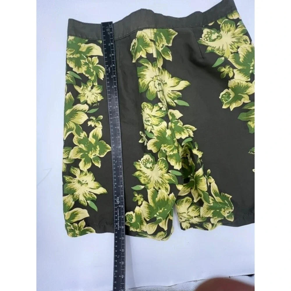 J.Crew Board Shorts Mens 32 Olive Green Tropical Floral Good Lace Up Swim Trunks